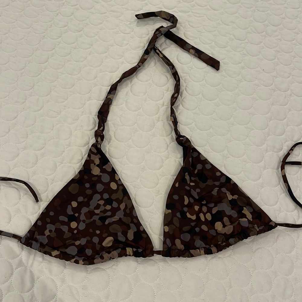 Victoria’s Secret women XS brown with drops print triangle bikini top no cups